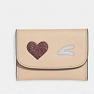 Coach Glitter Heart Card Case Holder